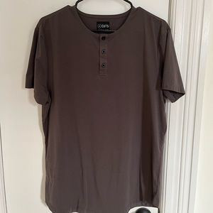 Grey Cuts Henley Elongated Size Large